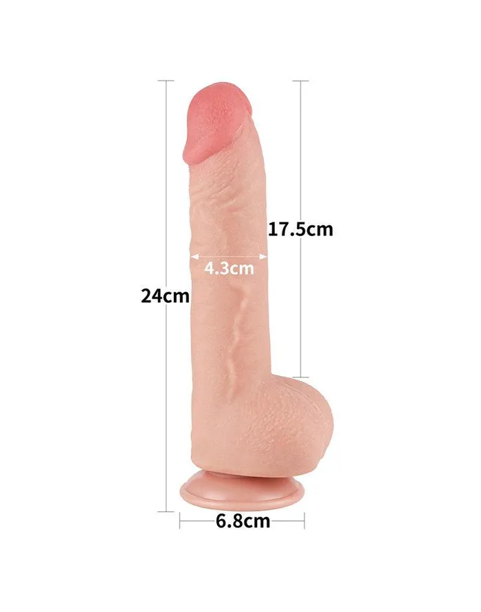 Dildos | Lovetoy Lovetoy - Dubbellaags Dildo - Glijdende Huid Dildo - Lengte 24 cm - Diameter Ø 4.3 cm - Lichte Huidskleur