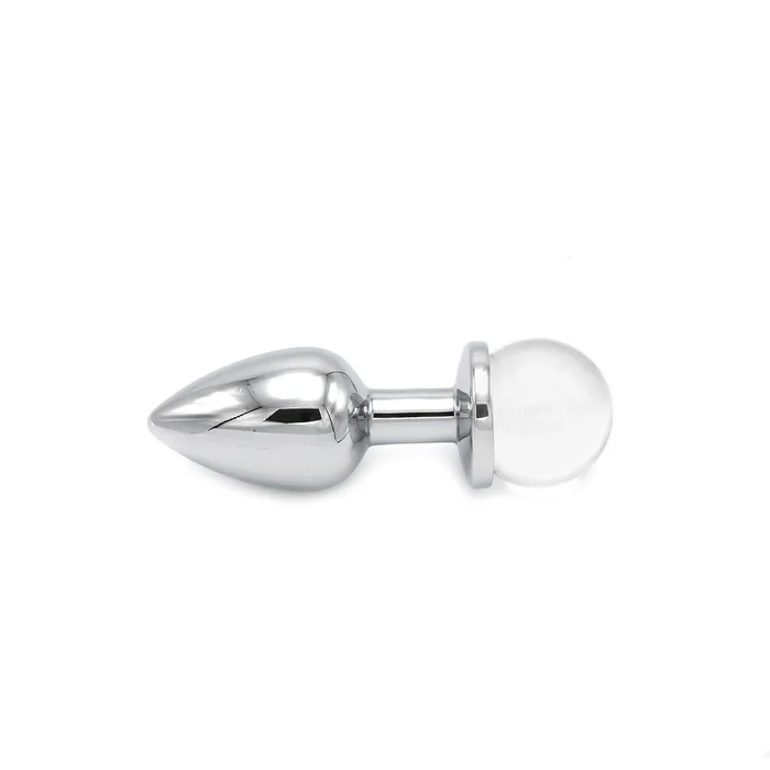 Kiotos - Aluminium Buttplug Met Glinsterende Ronde Siersteen - Transparant | Kiotos Vibrators