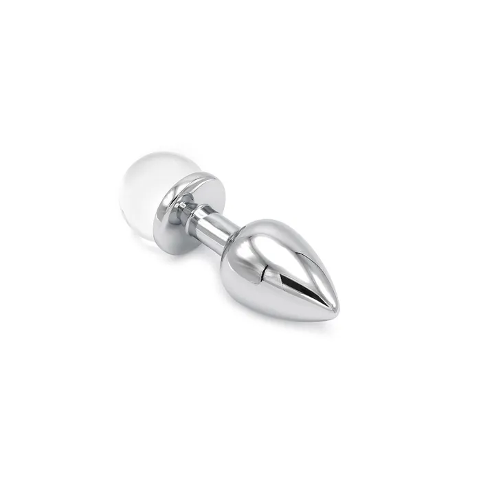 Kiotos - Aluminium Buttplug Met Glinsterende Ronde Siersteen - Transparant | Kiotos Vibrators