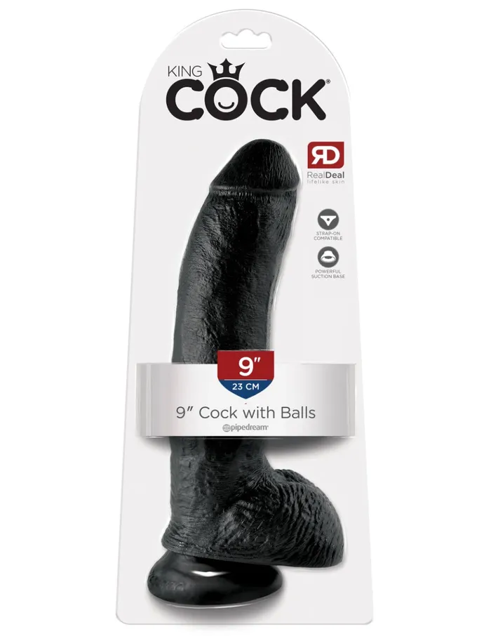Pipedream - King Cock - Dildo met Balzak - 23 cm - Zwart | Pipedream Dildos