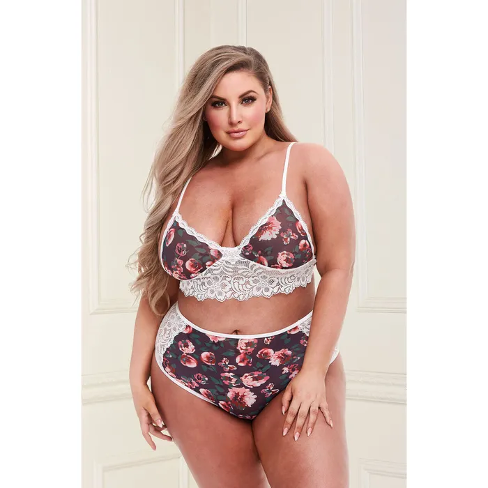 Set di Lingerie con Pizzo Baci Lingerie Floral & Lace XL | Baci Lingerie Male Sex Toys Set di Lingerie con Pizzo Baci Lingerie Floral & Lace XL | Baci Lingerie Male Sex Toys